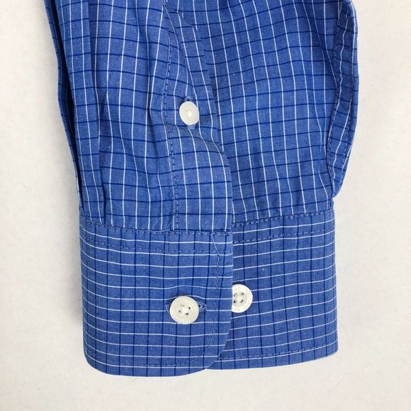 Kenneth Cole Reaction Men's Size Large Blue White Plaid Button Down Shirt - Picture 3 of 10